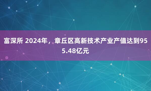 富深所 2024年，章丘区高新技术产业产值达到955.48亿元